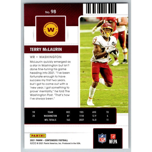 2021 Panini Contenders NFL Terry McLaurin Washington Football Team #98 - Collectible Craze America