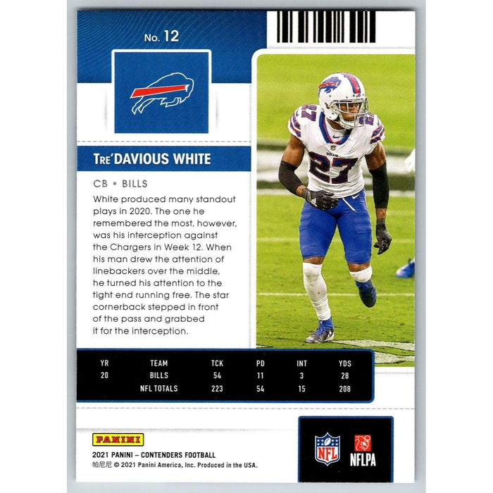 2021 Panini Contenders NFL Tre'Davious White Buffalo Bills #12 - Collectible Craze America