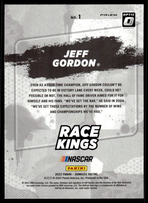 Jeff Gordon 2022 Panini Donruss Racing Optic Holo Race Kings Back of Card