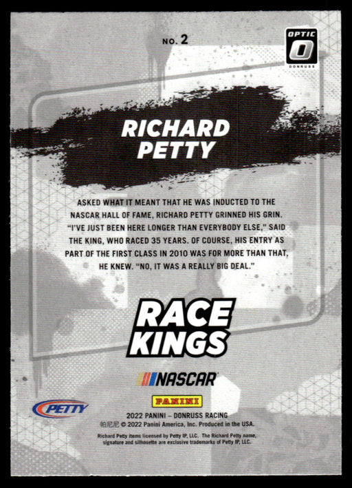 Richard Petty 2022 Panini Donruss Racing Optic Race Kings Back of Card