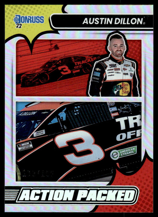 Austin Dillon 2022 Panini Donruss Racing Holo Action Packed Front of Card