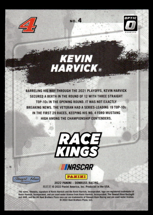 Kevin Harvick 2022 Panini Donruss Racing Optic Race Kings Back of Card