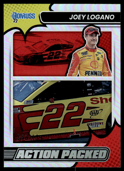Joey Logano 2022 Panini Donruss Racing Holo Action Packed Front of Card