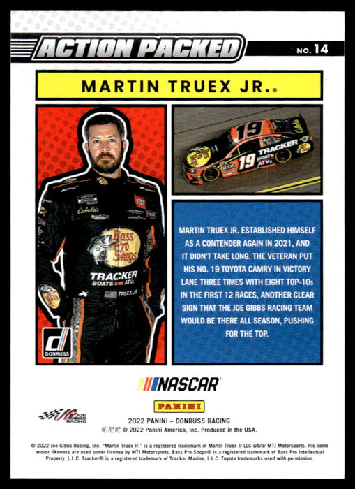 Martin Truex Jr. 2022 Panini Donruss Racing Holo Action Packed Back of Card