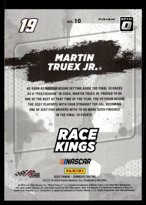 Martin Truex Jr. 2022 Panini Donruss Racing Optic Holo Race Kings Back of Card