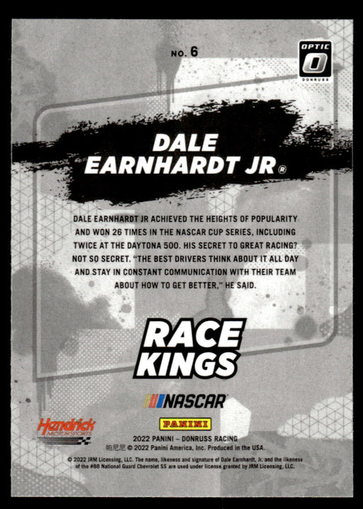 Dale Earnhardt Jr 2022 Panini Donruss Racing Optic Race Kings Back of Card