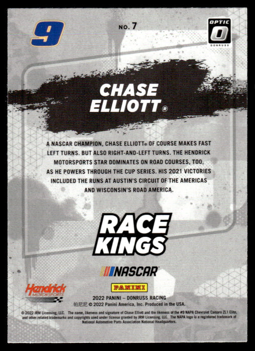 Chase Elliott 2022 Panini Donruss Racing Optic Race Kings Back of Card