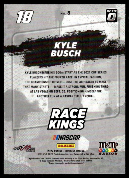 Kyle Busch 2022 Panini Donruss Racing Optic Race Kings Back of Card