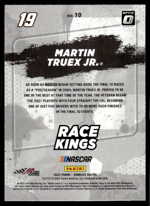 Martin Truex Jr. 2022 Panini Donruss Racing Optic Race Kings Back of Card