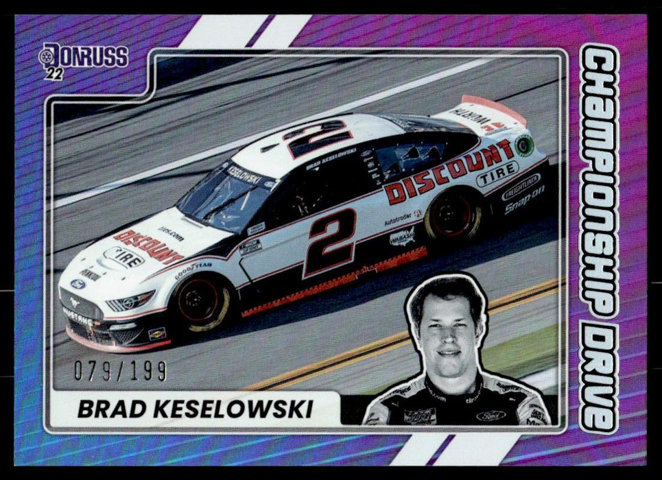 Brad Keselowski 2022 Panini Donruss Racing Holo Championship Drive Front of Card