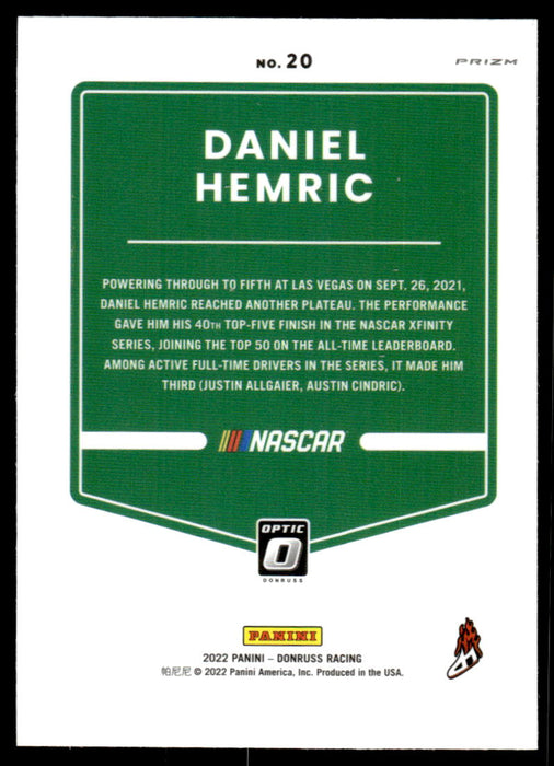 Daniel Hemric 2022 Panini Donruss Racing Optic Holo Back of Card