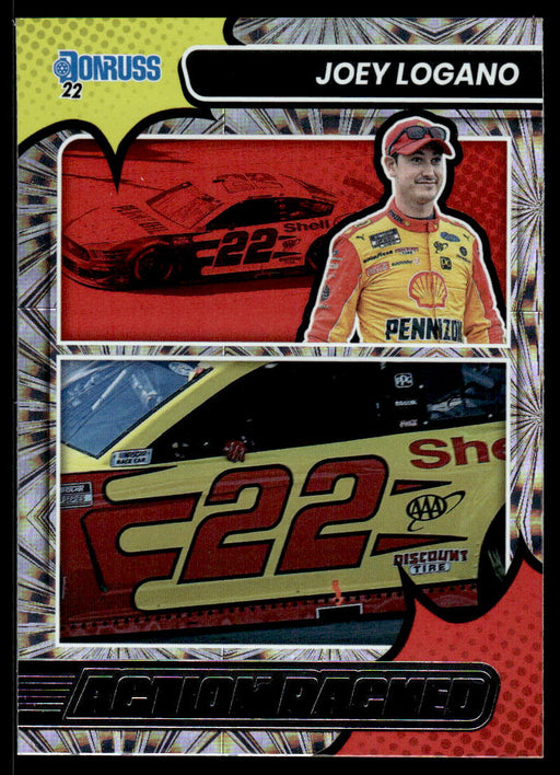 Joey Logano 2022 Panini Donruss Racing Action Packed Front of Card