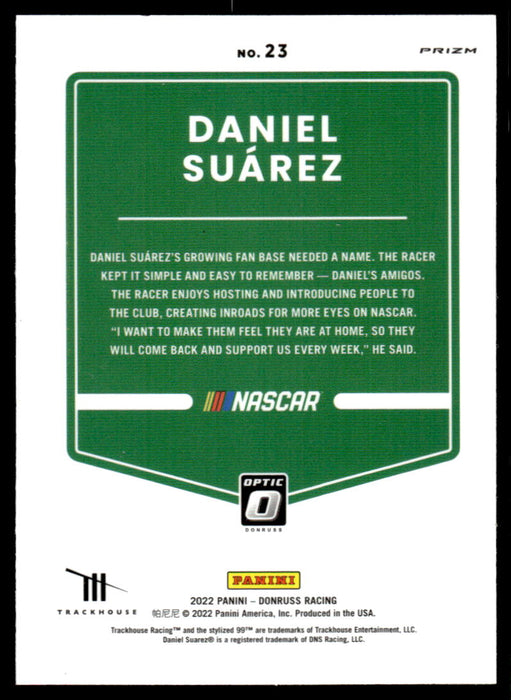 Daniel Suarez 2022 Panini Donruss Racing Optic Holo Back of Card