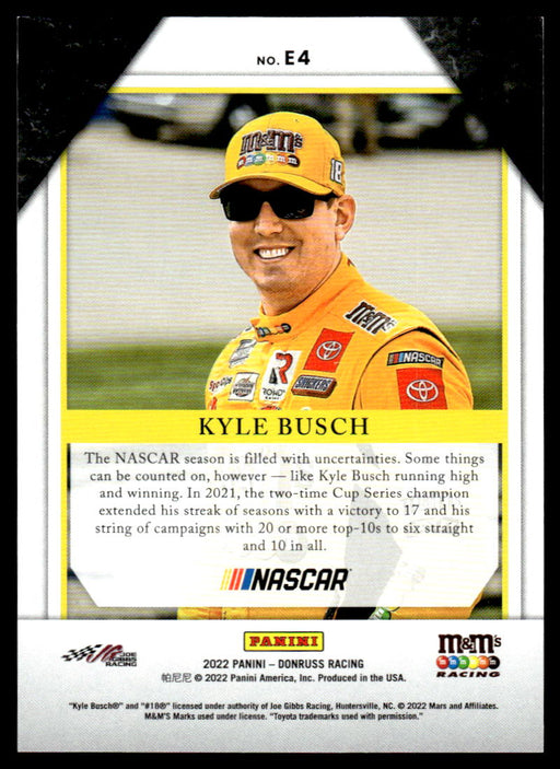 Kyle Busch 2022 Panini Donruss Racing Holo Elite Series Back of Card