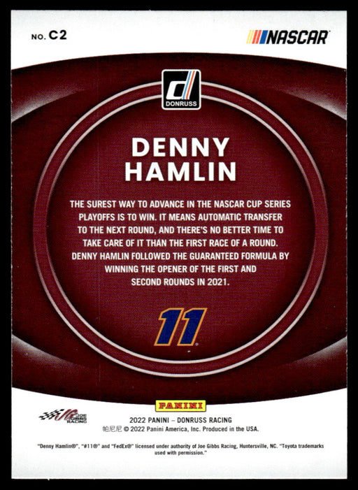 Denny Hamlin 2022 Panini Donruss Racing Contenders Back of Card