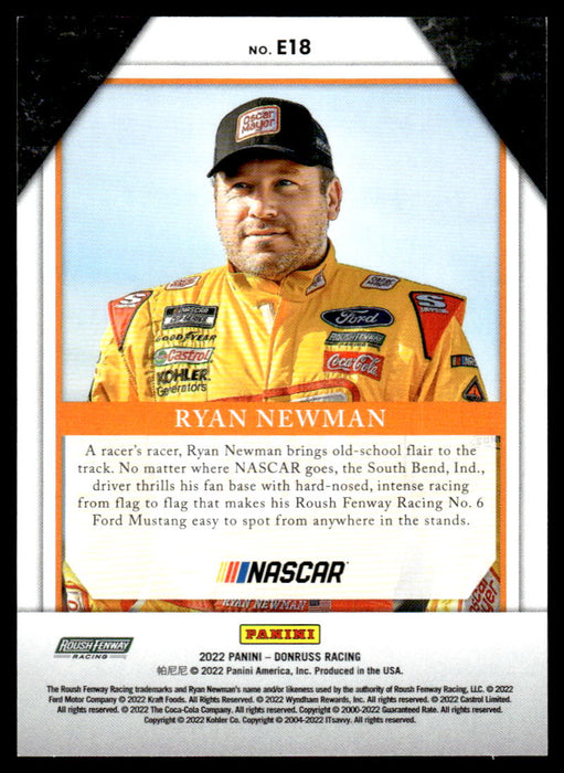 Ryan Newman 2022 Panini Donruss Racing Holo Elite Series Back of Card