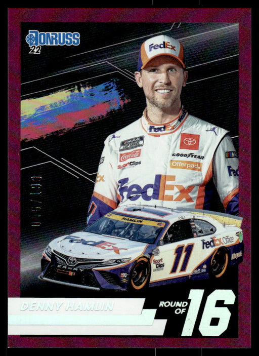 Denny Hamlin 2022 Panini Donruss Racing Holo Round of 16  Front of Card