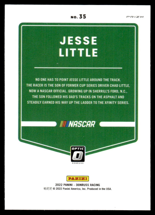 Jesse Little 2022 Panini Donruss Racing Optic Holo Back of Card