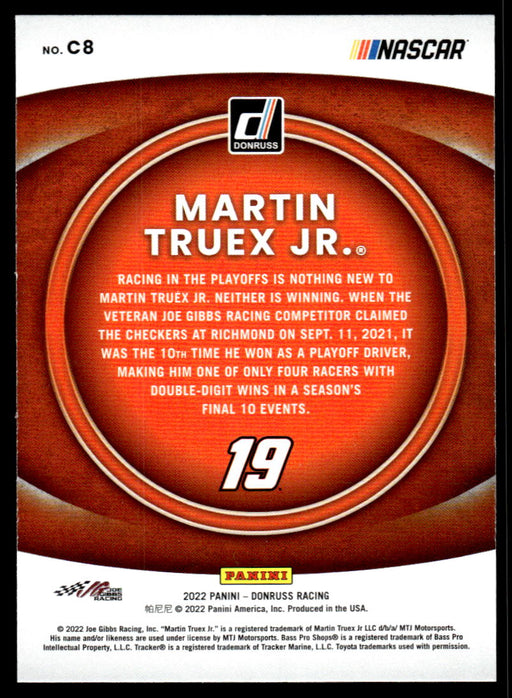 Martin Truex Jr. 2022 Panini Donruss Racing Contenders Back of Card