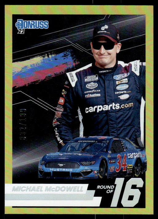 Michael McDowell 2022 Panini Donruss Racing Holo Round of 16  Front of Card