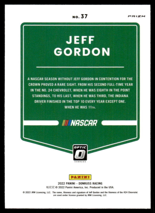 Jeff Gordon 2022 Panini Donruss Racing Optic Holo Back of Card