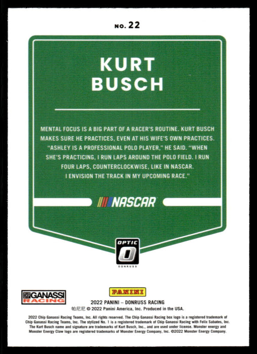 Kurt Busch 2022 Panini Donruss Racing Optic Back of Card