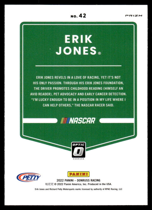 Erik Jones 2022 Panini Donruss Racing Optic Holo Back of Card