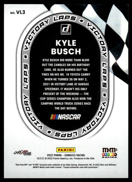 Kyle Busch 2022 Panini Donruss Racing Holo Victory Laps Back of Card