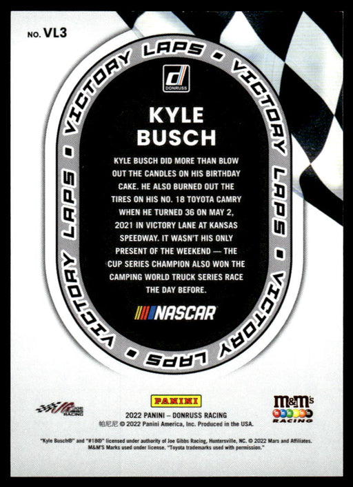Kyle Busch 2022 Panini Donruss Racing Holo Victory Laps Back of Card