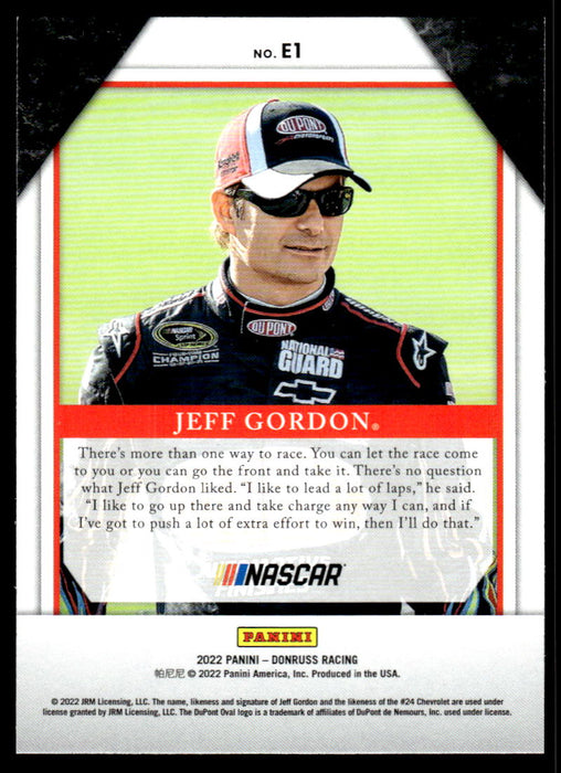 Jeff Gordon 2022 Panini Donruss Racing Elite Series Back of Card