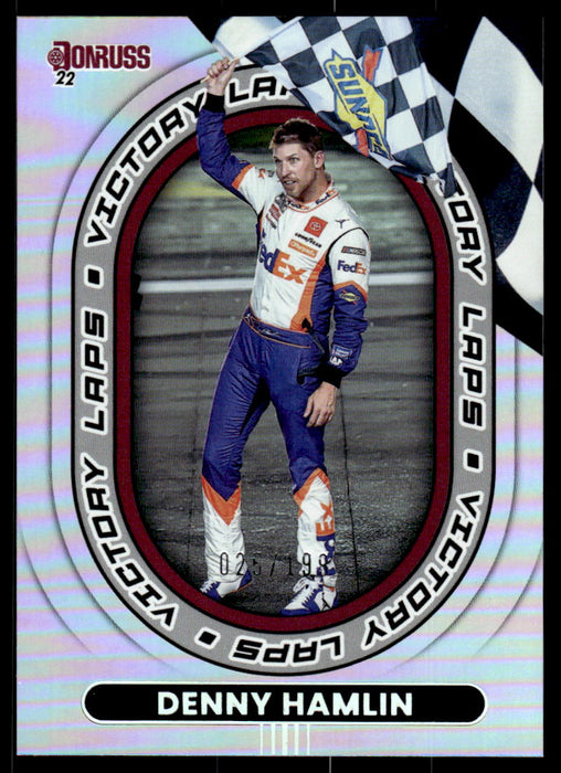 Denny Hamlin 2022 Panini Donruss Racing Holo Victory Laps Front of Card