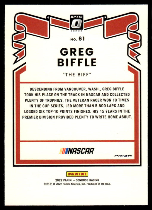 Greg Biffle 2022 Panini Donruss Racing Optic Holo Retro 1981 Back of Card