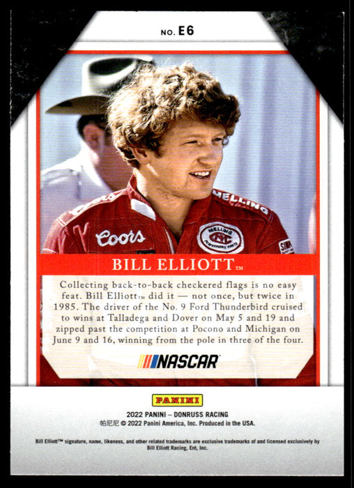 Bill Elliott 2022 Panini Donruss Racing Elite Series Back of Card