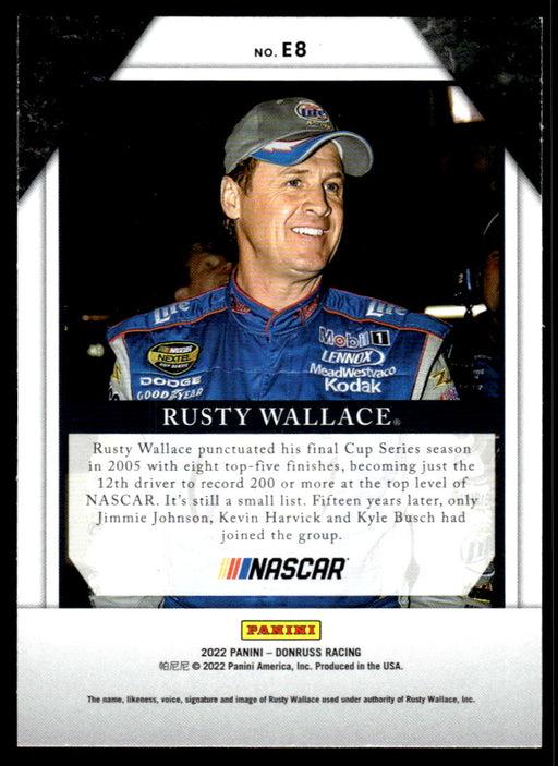 Rusty Wallace 2022 Panini Donruss Racing Elite Series Back of Card