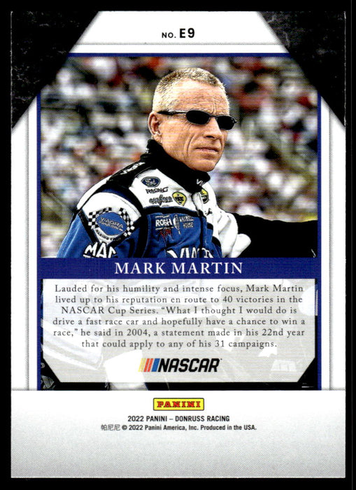 Mark Martin 2022 Panini Donruss Racing Elite Series Back of Card