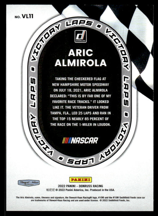 Aric Almirola 2022 Panini Donruss Racing Back of Card