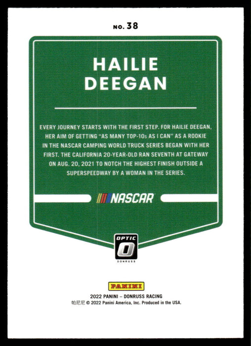 Hailie Deegan 2022 Panini Donruss Racing Optic Back of Card