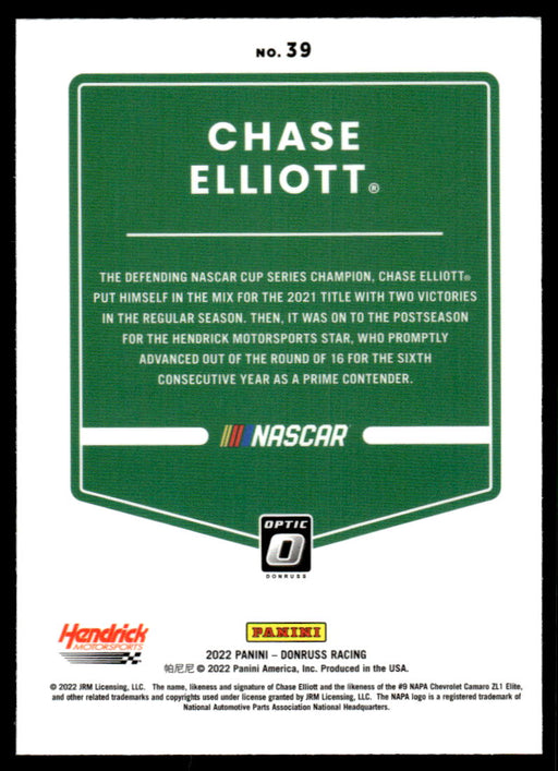 Chase Elliott 2022 Panini Donruss Racing Optic Back of Card