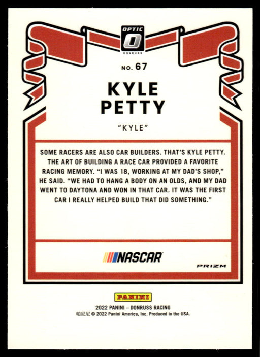 Kyle Petty 2022 Panini Donruss Racing Optic Holo Retro 1981 Back of Card