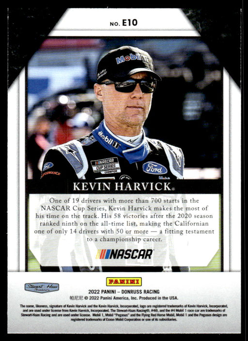 Kevin Harvick 2022 Panini Donruss Racing Elite Series Back of Card