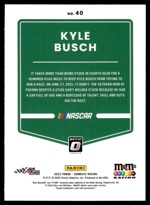 Kyle Busch 2022 Panini Donruss Racing Optic Back of Card