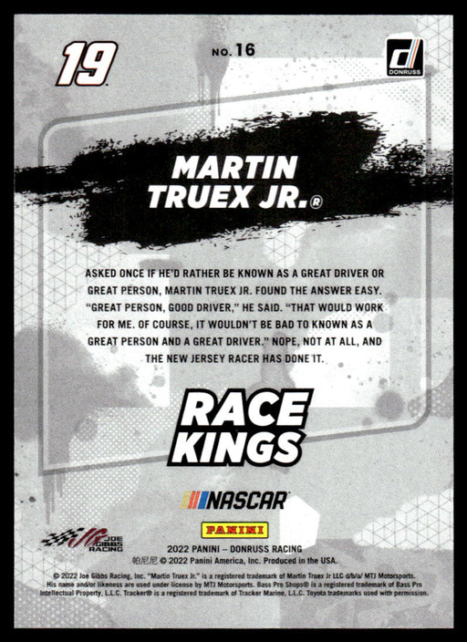 Martin Truex Jr. 2022 Panini Donruss Racing Red Race Kings Back of Card