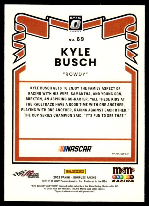 Kyle Busch 2022 Panini Donruss Racing Optic Holo Retro 1981 Back of Card