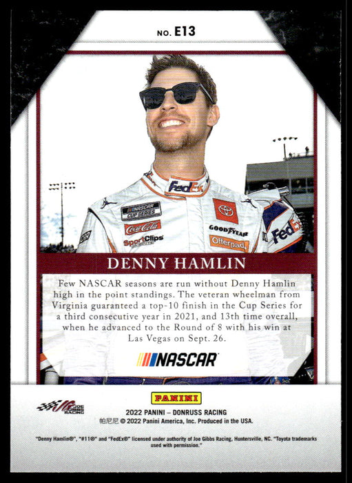 Denny Hamlin 2022 Panini Donruss Racing Elite Series Back of Card