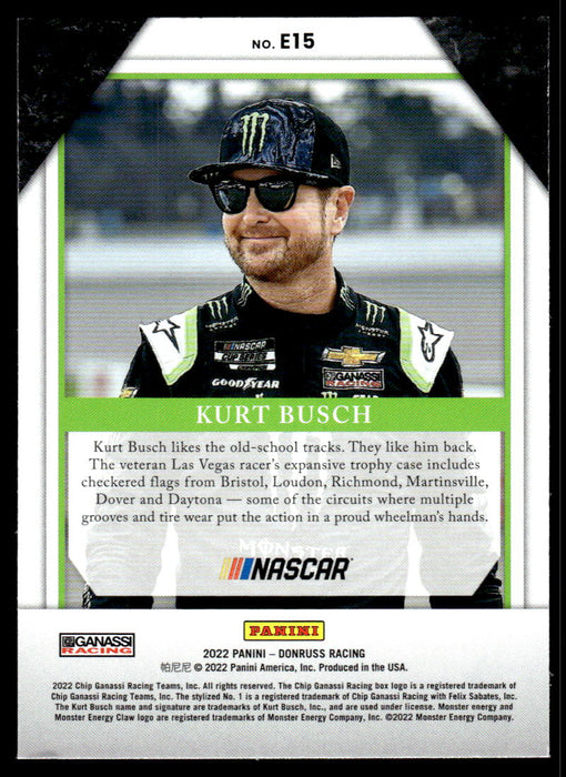 Kurt Busch 2022 Panini Donruss Racing Elite Series Back of Card