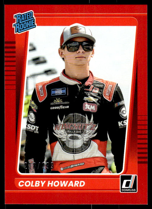 Colby Howard 2022 Panini Donruss Racing Red Rated Rookie Front of Card