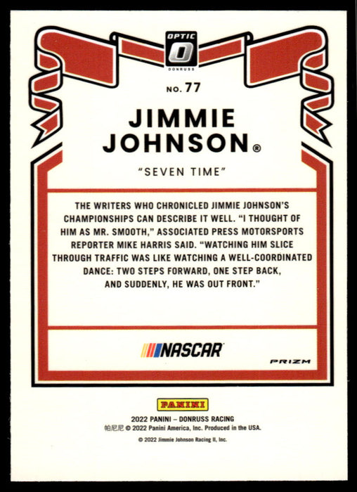 Jimmie Johnson 2022 Panini Donruss Racing Optic Holo Retro 1981 Back of Card