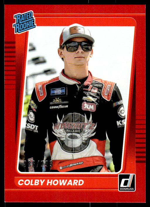 Colby Howard 2022 Panini Donruss Racing Red Rated Rookie Front of Card