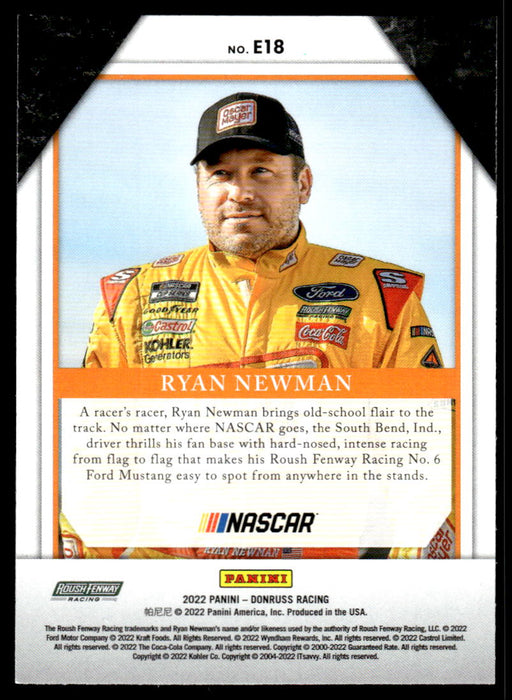 Ryan Newman 2022 Panini Donruss Racing Elite Series Back of Card