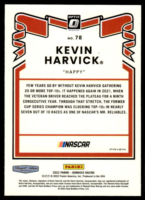 Kevin Harvick 2022 Panini Donruss Racing Optic Holo Retro 1981 Back of Card